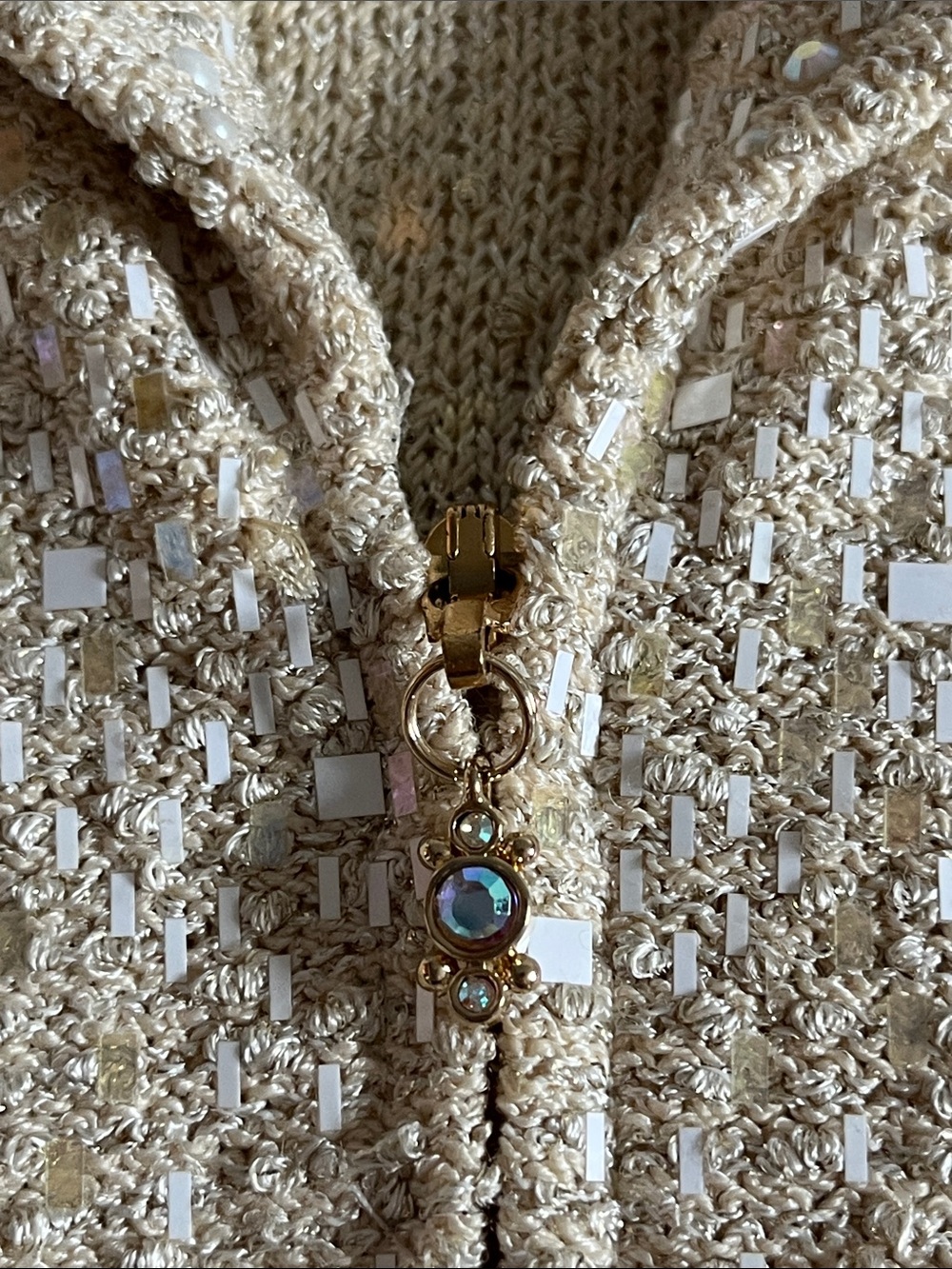 vintage St. John Evening Collection pearl paillette sequin knit zip jacket wool - Picture 3 of 16